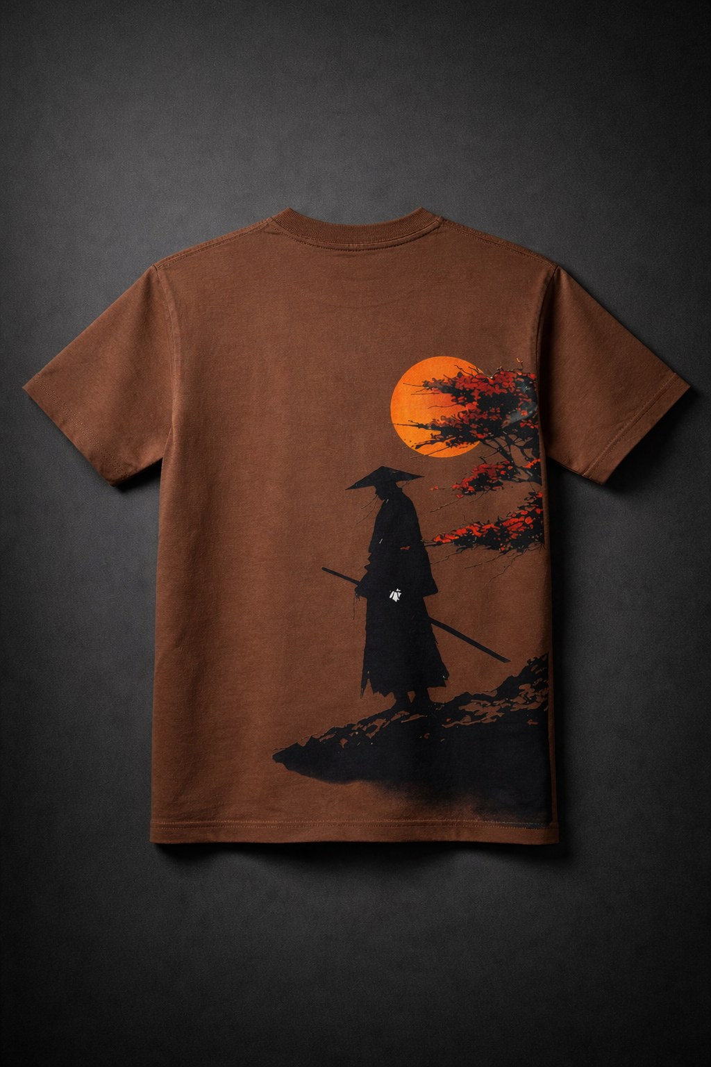 Samurai silhouette Oversized T-Shirt- Coffee Brown
