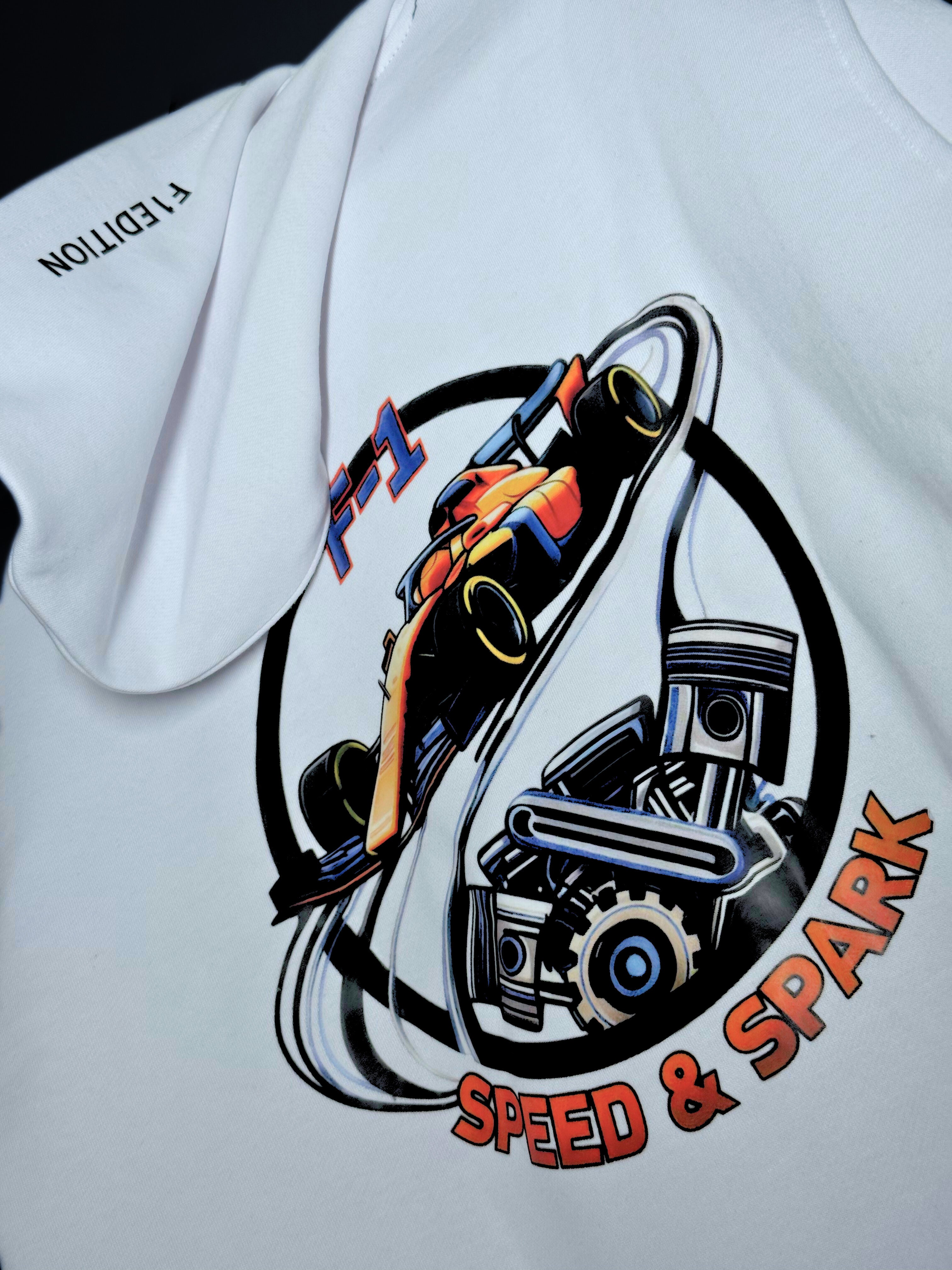 White Hoodie F1 Edition.